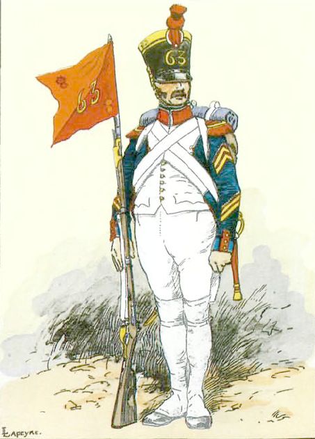 Sergent  major de Grenadiers porte fanion du 63e de ligne 1811