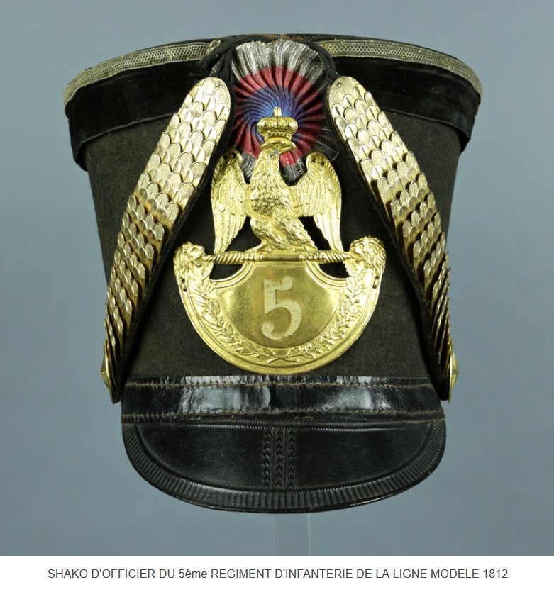 Shako d'Officier du 5e de Ligne, modle  1812