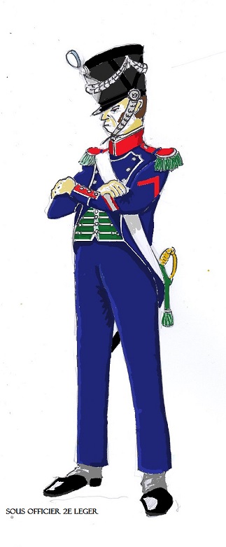 Sous officier 2e Lger 1808, tenue de sortie