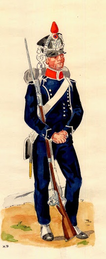 Chasseur d'infanterie lgre, 1813, ancienne tenue