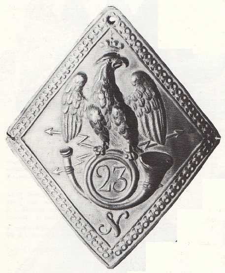 Plaque de shako 23e Lger modle 1806