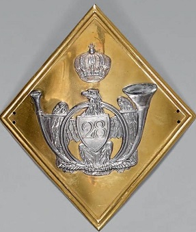 Plaque de shako du 28e Lger vers 1807