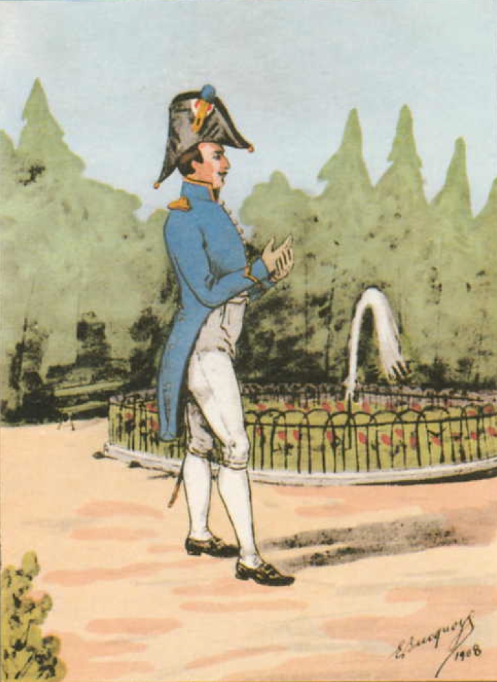 Officier du 5e Hussards en tenue de ville 1809