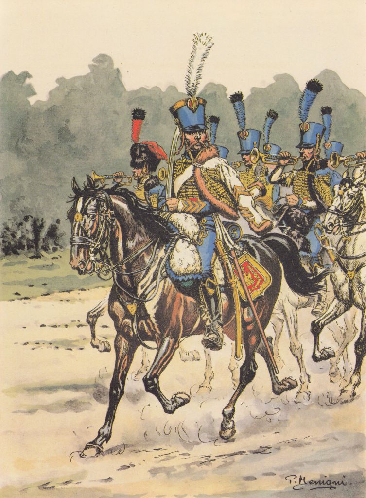 Adjudant sous officier et trompette 5e Hussards, 1807