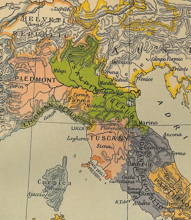 Carte des Etats italiens en 1797