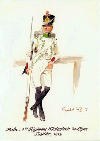 Fusilier 1er de ligne italien, 1812